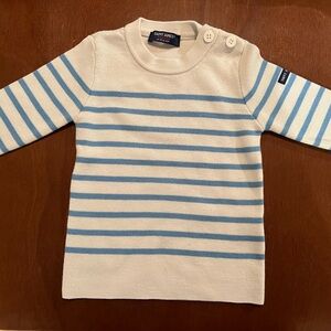 Saint James Kids Blue and White Striped Sweater